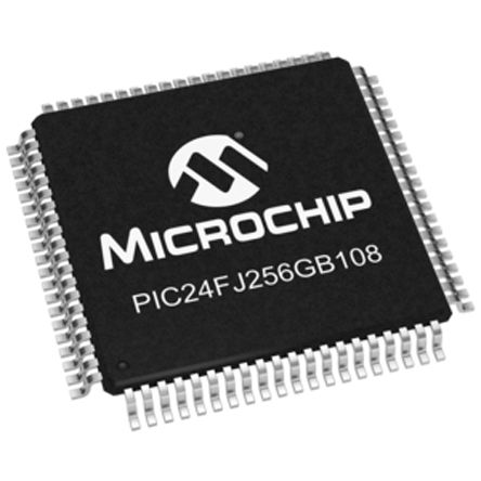 Microchip - PIC24FJ256GB108-I/PT - Microchip PIC24FJ ϵ 16 bit PIC MCU PIC24FJ256GB108-I/PT, 32MHz, 256 kB ROM , 16 kB RAM, 1xUSB, TQFP-80		