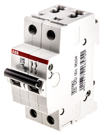 ABB - 2CDS252001R0104 - ABB System M Pro S200 ϵ�� 2�� 10 A MCB ΢�Ͷ�·�� 2CDS252001R0104, 6 kA �Ͽ�����, C�� ��բ����		