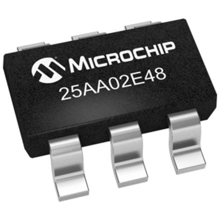 Microchip - 25AA02E48T-I/OT - Microchip 25AA02E48T-I/OT  EEPROM 洢, 2kbit, SPIӿ, 50ns, 1.8  5.5 V, 6 SOT-23װ		