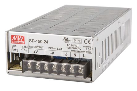 RS Pro - SP-150-24 - RS Pro 151.2W  ǶʽģʽԴ SMPS SP-150-24, 120  370 V dc, 85  264 V ac, 24V dc, 6.3A, 83%Ч		