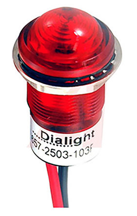 Dialight - 657-2502-103F - Dialight 657-2502-103F ͹ ɫ LED ָʾ, ߽Ӷ, 17.48mmװ׳ߴ, 5 V ֱ		