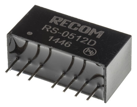 Recom - RS-0512D - Recom RS ϵ 2W ʽֱ-ֱת RS-0512D, 4.5  9 V ֱ, 12V dc, 83mA, 500V acѹ, SIPװ		