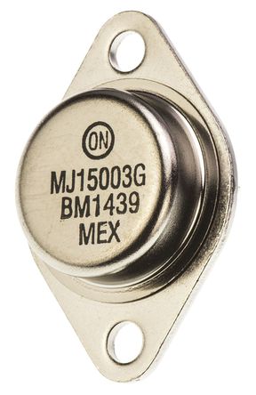 ON Semiconductor - MJ15003G - ON Semiconductor MJ15003G , NPN , 20 A, Vce=140 V, HFE:25, 2 MHz, 2 TO-204AAװ		