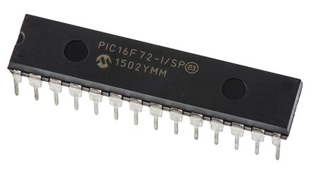 Microchip - PIC16F72-I/SP - Microchip PIC16F ϵ 8 bit PIC MCU PIC16F72-I/SP, 20MHz, 2K x 14  ROM , 128 B RAM, SPDIP-28		