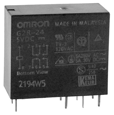 Omron - G2R-24-DC5 - Omron G2R-24-DC5 ˫˫ PCB װ Ǳ̵, 5 A, 5V dc		