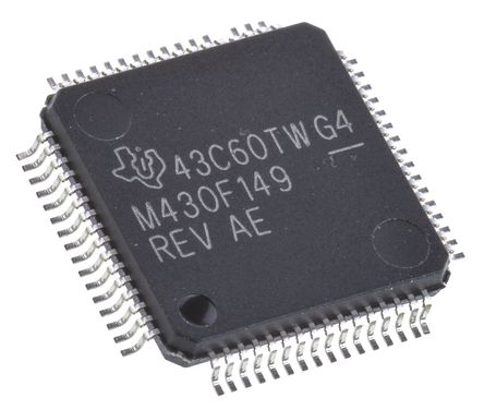 Texas Instruments - MSP430F149IPM - Texas Instruments MSP430 ϵ 16 bit MSP430 MCU MSP430F149IPM, 8MHz, 256 B60 kB ROM , 2 kB RAM, LQFP-64		