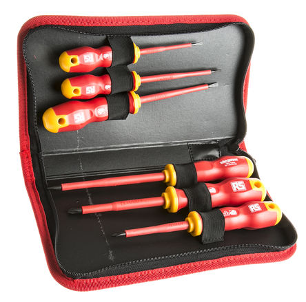 RS Pro - WST0050 - RS Pro 6件装 1000V 铬钢 一字；Phillips 十字头 螺丝刀套件 WST0050		