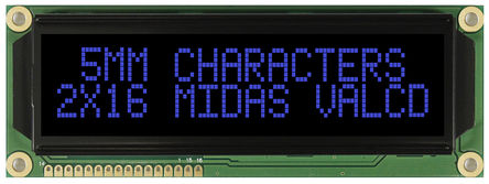 Midas - MC21605G12W-VNMLB - Midas MC21605 ϵ ͸ʽ ĸ LCD ɫʾ MC21605G12W-VNMLB, LED, 216ַ		