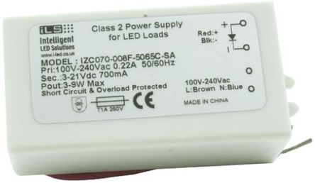 Intelligent LED Solutions - IZC070-008F-5065C-SA - Intelligent LED Solutions LED  IZC070-008F-5065C-SA, 100  240 V, 3  12V, 700mA, 9W		