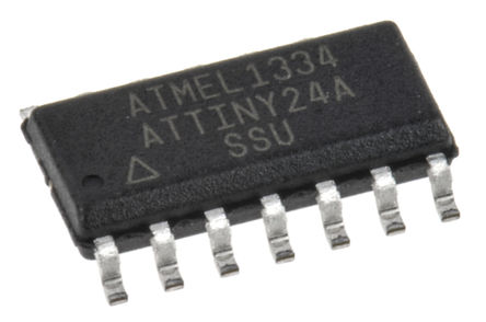 Microchip - ATTINY24A-SSU - Microchip ATtiny ϵ 8 bit AVR MCU ATTINY24A-SSU, 20MHz, 2 kB128 B ROM , 128 B RAM, SOIC-14		