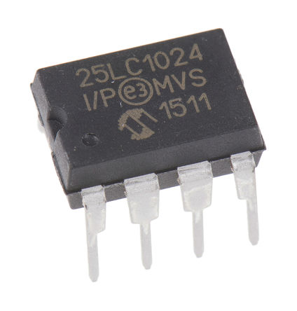 Microchip - 25LC1024-I/P - Microchip 25LC1024-I/P  EEPROM 洢, 1Mbit, SPIӿ, 50ns, 2.5  5.5 V, 8 PDIPװ		