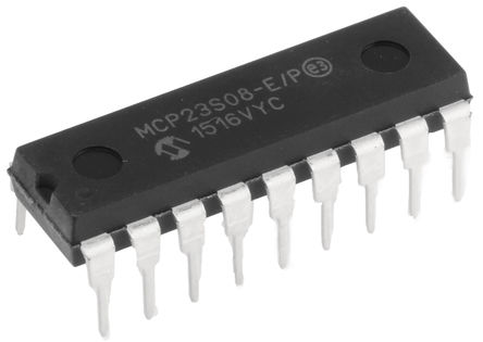 Microchip - MCP23S08-E/P - Microchip MCP23S08-E/P 8ͨ 10MHz I/Oչ, SPIӿ, 18 PDIPװ		