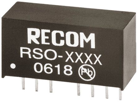 Recom - RSO-0509S - Recom RSO ϵ 1W ʽֱ-ֱת RSO-0509S, 4.5  9 V ֱ, 9V dc, 111mA, 1kV dcѹ, 74  78%Ч, SIPװ		