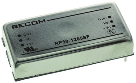 Recom - RP30-1205SF - Recom RP30 F ϵ 30W ʽֱ-ֱת RP30-1205SF, 9  18 V ֱ, 5V dc, 6A, 1.6kV dcѹ, 87%Ч, 2 x 1 inװ		