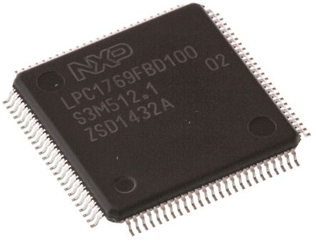 NXP - LPC1769FBD100,551 - NXP LPC17 ϵ 32 bit ARM Cortex M3 MCU LPC1769FBD100,551, 100MHz, 512 kB ROM , 64 kB RAM, 1xUSB, LQFP-100		
