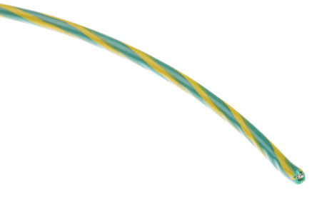 Alpha Wire - 3053 GY005 - Alpha Wire 30m长 绿色/黄色 20 AWG UL1007 单芯 内部连线电线 3053 GY005, 0.51 mm2 截面积, 10/0.25 mm 线芯绞距, 300 V 