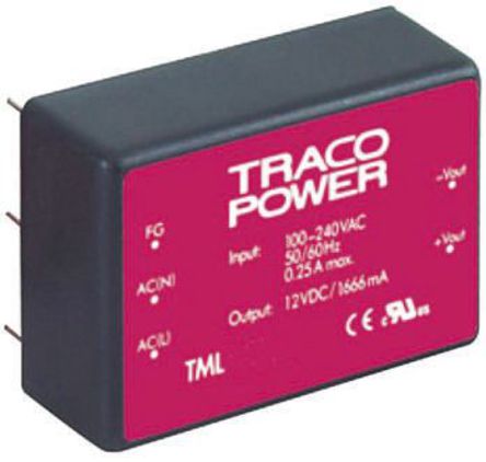TRACOPOWER - TML 40254 - TRACOPOWER 40W 2 ǶʽģʽԴ SMPS TML 40254, 100  375 V dc, 90  264 V ac, 5 V dc, 24 V dc		