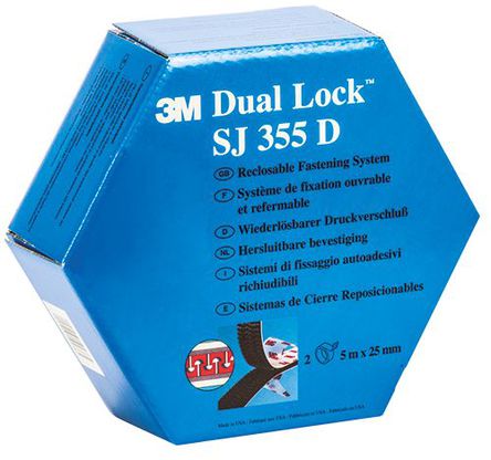 3M - SJ355D D/L TWIN PACK - 3M ɫ Mushroom Hook Tape SJ355D D/L TWIN PACK, 5m x 25mm		