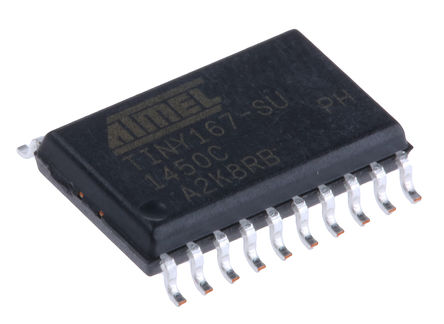 Microchip - ATTINY167-SU - Microchip ATtiny ϵ 8 bit AVR MCU ATTINY167-SU, 20MHz, 16 kB ROM , 1024 B RAM, SOIC-20		