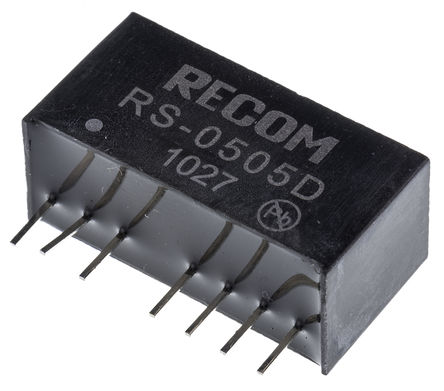Recom - RS-0505D - Recom RS ϵ 2W ʽֱ-ֱת RS-0505D, 4.5  9 V ֱ, 5V dc, 200mA, 500V acѹ, SIPװ		