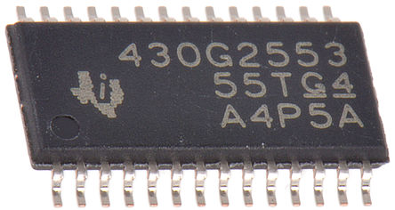Texas Instruments - MSP430G2553IPW28 - MSP430 ϵ Texas Instruments 16 bit MSP430 MCU MSP430G2553IPW28, 16MHz, 16 kB ROM , 512 B RAM, TSSOP-28		
