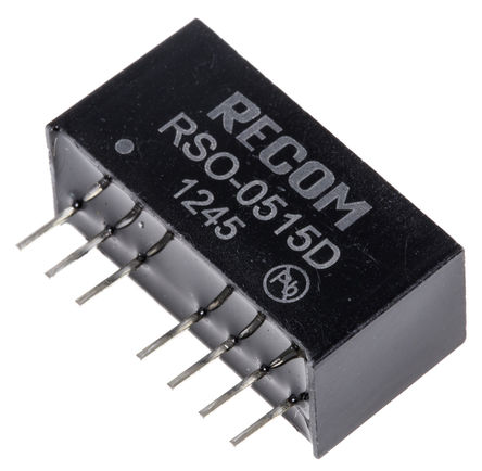 Recom - RSO-0515D - Recom RSO ϵ 1W ʽֱ-ֱת RSO-0515D, 4.5  9 V ֱ, 15V dc, 34mA, 500V acѹ, SIPװ		