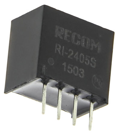 Recom - RI-2405S - Recom RI ϵ 2W ʽֱ-ֱת RI-2405S, 21.6  26.4 V ֱ, 5V dc, 400mA, 1kVѹ, 83%Ч, SIPװ		