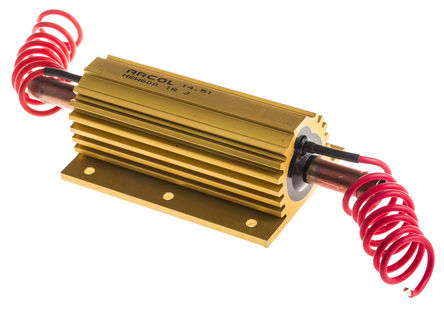 Arcol - HSW600 1R J - Arcol HSW600 系列 HSW600 1R J 600W 1Ω ±5% 面板安装固定值电阻器, 轴向接端, 铝壳封装		