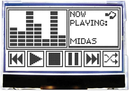 Midas - MCCOG128064L6W-FPTLW - Midas L ϵ ͸ ͼ LCD ɫʾ MCCOG128064L6W-FPTLW, LED, 128 x 64pixels		