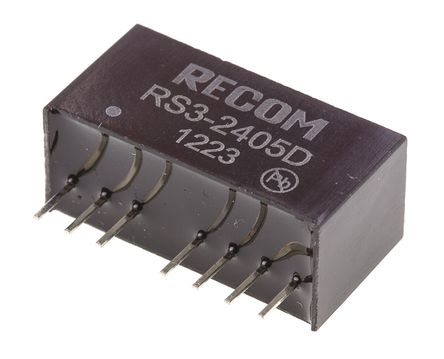 Recom - RS3-2405D - Recom RS3 ϵ 3W ʽֱ-ֱת RS3-2405D, 18  36 V ֱ, 5V dc, 125mA, 500V acѹ, SIPװ		