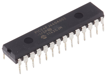 Microchip - PIC24FJ64GA002-I/SP - PIC24FJ ϵ Microchip 16 bit PIC MCU PIC24FJ64GA002-I/SP, 32MHz, 64 kB ROM , 8 kB RAM, SPDIP-28		