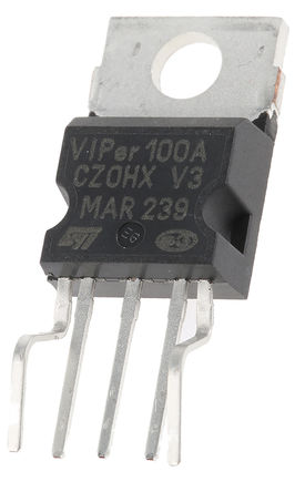 STMicroelectronics - VIPER100A-E - STMicroelectronics VIPER100A-E PWM ģʽ, 3 A, 110 kHz, 0  15 VԴ, 5 PENTAWATTװ		
