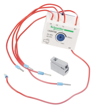 Schneider Electric - LA2KT2E - Schneider Electric TeSys K 系列 模拟 (ON 延迟) 接触器计时器 LA2KT2E, 范围由 1 → 30s, 常开/常闭 配置, 24 → 48 V 交流/直流 线圈		
