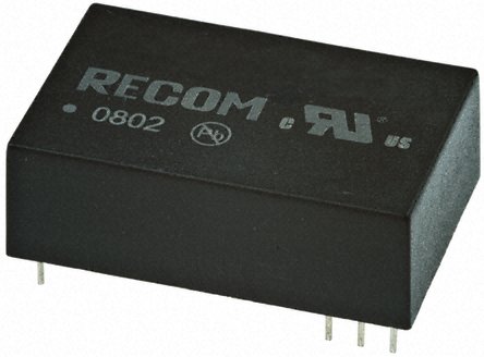 Recom - REC3-2412SR/H1 - Recom REC3 ϵ 3W ʽֱ-ֱת REC3-2412SR/H1, 20.4  27.6 V ֱ, 12V dc, 250mA, 500V acѹ, PDIPװ		