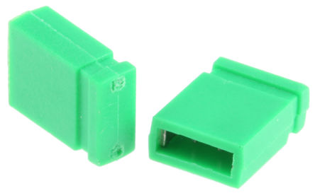 RS Pro - W8014T50RC - RS Pro 绿色 2路 2.54mm节距 闭合顶部 跳线母座 W8014T50RC, 磷铜触芯		