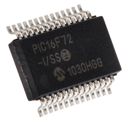 Microchip - PIC16F72-I/SS - Microchip PIC16F ϵ 8 bit PIC MCU PIC16F72-I/SS, 20MHz, 2K x 14  ROM , 128 B RAM, SSOP-28		