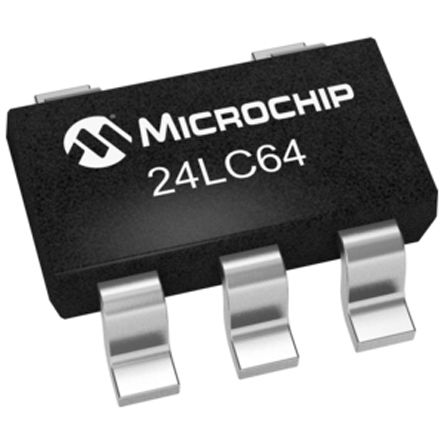 Microchip - 24LC64T-I/OT - Microchip 24LC64T-I/OT  EEPROM 洢, 64kbit,  - I2Cӿ, 900ns, 2.5  5.5 V, 5 SOT-23װ		