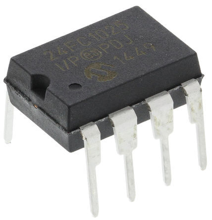 Microchip - 24FC1025-I/P - Microchip 24FC1025-I/P  EEPROM 洢, 1Mbit,  - I2Cӿ, 400ns, 1.7  5.5 V, 8 PDIPװ		