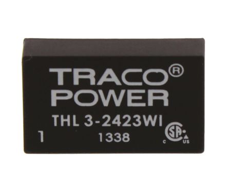TRACOPOWER - THL 3-2423WI - TRACOPOWER THL 3WI ϵ 3W ʽֱ-ֱת THL 3-2423WI, 9  36 V ֱ, 15V dc, 100mA, 1.5kV dcѹ, 80%Ч		