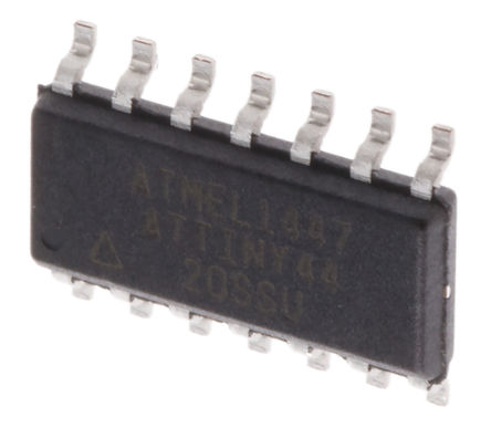 Microchip - ATTINY44-20SSU - Microchip ATtiny ϵ 8 bit AVR MCU ATTINY44-20SSU, 20MHz, 256 B4 kB ROM , 256 B RAM, SOIC-14		