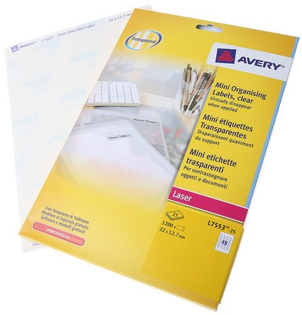 Avery - L7553-25 - Avery L7553-25 25װ ͸ հײɽǩ, 22mm, 12.7mm		