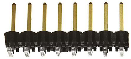Samtec - TSW-108-08-L-S-RA - Samtec TSW 系列 8路 2.54mm节距 (1排) 直角 引脚管座 TSW-108-08-L-S-RA, 焊接端接, 7.6A, 通孔		