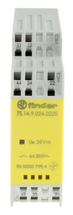 Finder - 7S.14.9.024.0220 - Finder 7S.14.9.024.0220 ˫˫ DIN Rail Ǳ̵, 6 A, 24V dc		