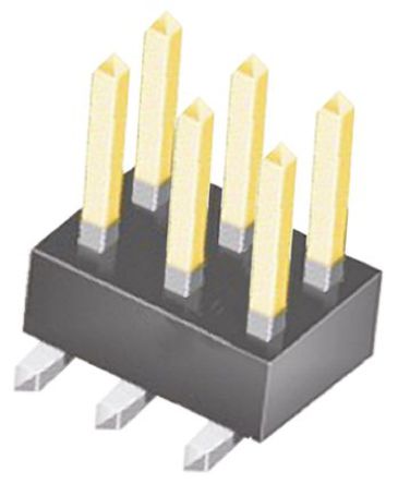 Samtec - TSM-103-02-L-DV - Samtec TSM 系列 6路 2.54mm节距 (2排) 直 引脚管座 TSM-103-02-L-DV, 焊接端接, 7A, 表面安装		