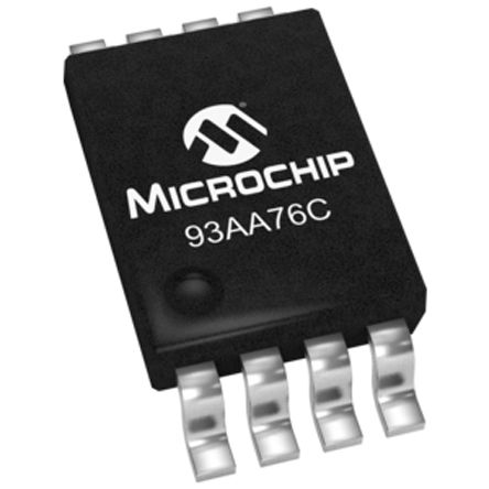Microchip - 93AA76C-I/ST - Microchip 93AA76C-I/ST EEPROM 洢, 8kbit, 512, 1024 x, 8 bit, 16 bit,  - 3߽ӿ, 400ns, 1.8  5.5 V, 8 TSSOPװ		