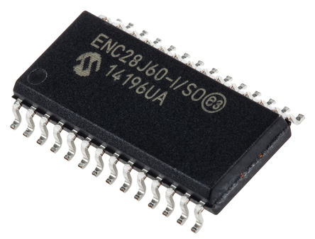 Microchip - ENC28J60-I/SO - Microchip ENC28J60-I/SO 10 Mbps, 100 Mbps, 1000 Mbps ̫, SPI,  - SPI, 3.3 V, 28 SOICװ		