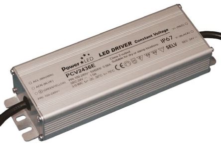 PowerLED - PCV2436E - PowerLED LED 驱动器 PCV2436E, 100 → 240 V 交流输入, 24V输出, 1.5A输出, 36W		