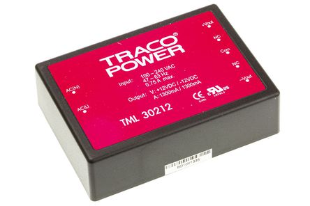 TRACOPOWER - TML 30212 - TRACOPOWER 30W 2 ǶʽģʽԴ SMPS TML 30212, 100  370 V dc, 85  264 V ac, 12V dc, 1.3A		