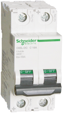 Schneider Electric - A9N22126 - Schneider Electric Acti 9 C65L-DC ϵ 2 16 A MCB A9N22126, 20 kA Ͽ, C բ		