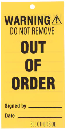 Signs & Labels - Y736479 - Signs & Labels Y736479 10װ ɫ/ɫ Ӣ  Σվ־ “Out Of Order“, 50 x 96mm		